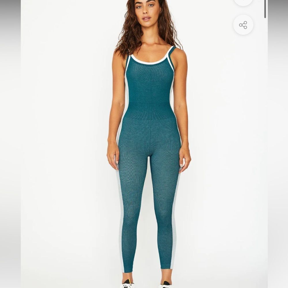 Cream Yoga Cape Jumpsuit TEAL